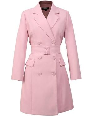 Smart and Joy Belted Tailor Coat - Pink