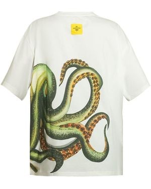 Janara Jones Octopus Print Oversized Off T-Shirt - Green