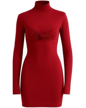 Maison De Gala Elena Burgundy Knot Detail Mini Dress - Red
