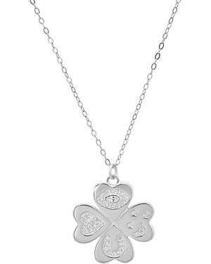 Kylie Harper Sterling 'Lucky Charm' Clover Pendant Necklace - White
