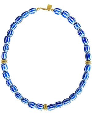 Firera Atelier African Glass Bead Necklace - Blue