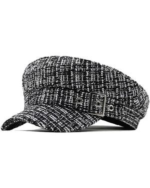 Chanel Joan Elkayam Tweed Baker Boy Hat - Black