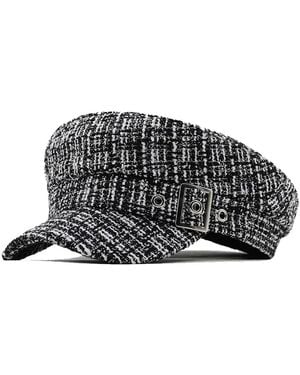 Chanel Joan Elkayam Tweed Baker Boy Hat - Black