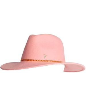 Victoria Charles Headpieces Wool Felt Trilby With Logo And Chain Trim - Pink