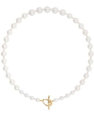 Cote Cache Coral Clasp Classic Pearl Necklace - Metallic