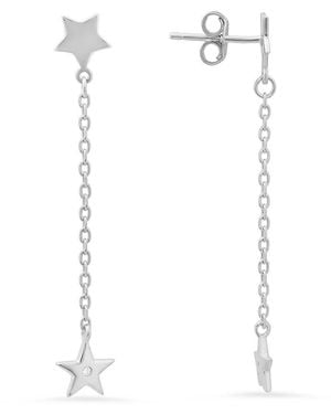Kylie Harper Petite Dangling Stars Diamond Cz Earrings - White