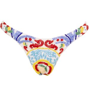 Self-Adore Limoncello Hand-Beaded Embellished Bikini Bottom - Blue
