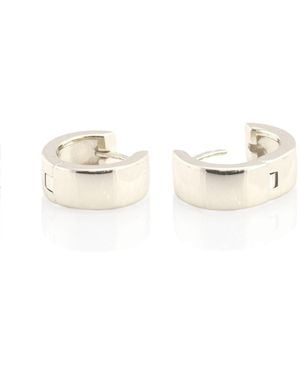 Kris Nations Wide Hinged Huggie Hoop Earrings Sterling - Metallic