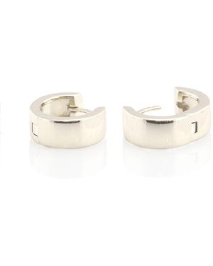 Kris Nations Wide Hinged Huggie Hoop Earrings Sterling - Metallic