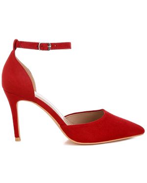 Rag & Co Ushra Microfiber Stiletto Sandals - Red
