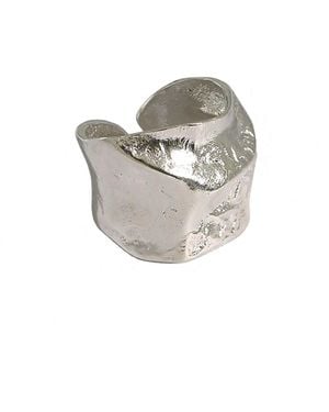Janus Edinburgh Sterling Nevis Textured Organic Shaped Chunky Ring Adjustable - Gray
