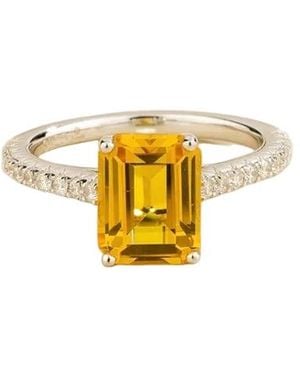 Juvetti Soli Sapphire Emerald-Cut Pavé Ring - Metallic