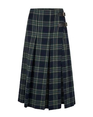 Another Girl Tartan Buckle Detail Kilt Midi Skirt - Gray
