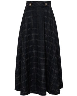 The Extreme Collection Petra 01 Sapphire Check Midi Skirt - Black