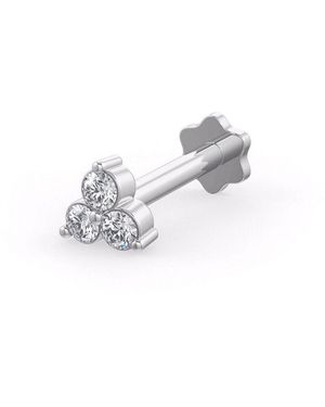 Cervin Blanc Diamond Nose Stud Trilogy With Screwback - White