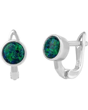 Spero London Sterling High Quality Round Opal Earrings - Green