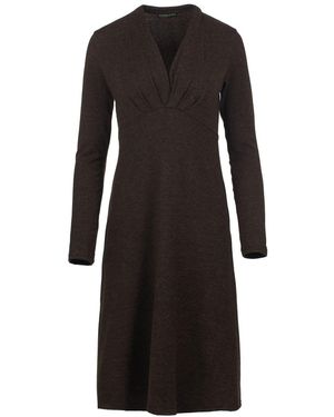 Conquista Melange Long Sleeve Empire Line Jersey Dress - Black