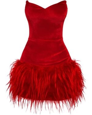 Date Boutique Scarlett Feather Mini Dress - Red