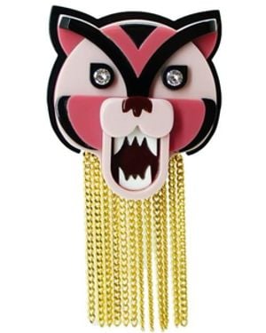Gissa Bicalho Handmade Acrylic Brooch Tiger Rose - Red