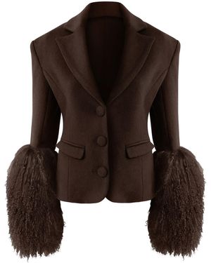 OW Collection Frances Wool Blazer - Brown