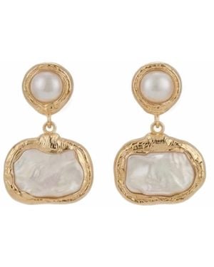 Divine Aria Natural Mother Of Pearl Dangle Vermeil Earrings - Metallic