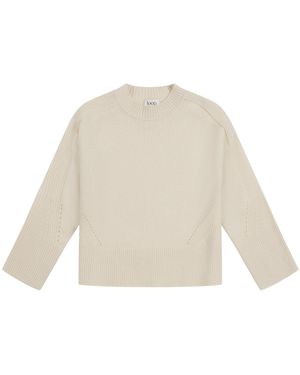 Loop Cashmere Ribbed Detail Lofty Crew Sweatshirt - White