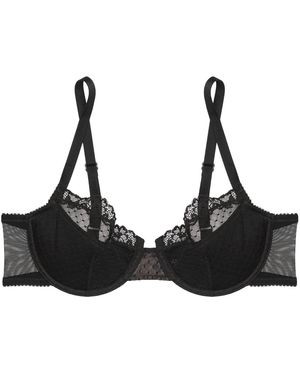 Verdant Intimates Dot Mesh Demi Molded Bra - Black