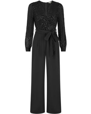 Yumi' Sequin Jumpsuit With Long Sleeves - Black