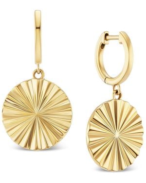 Talismania Jewelry Sol Fluted Disc Huggie Earrings - Metallic