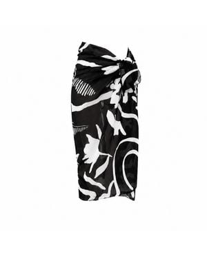 Nuvv Collection Monochrome Coastal Pareo Wrap Sarong - Black