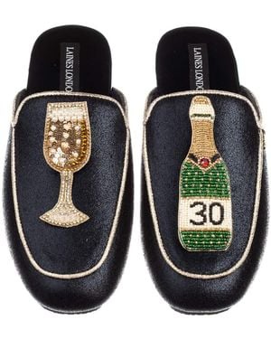 Laines London Classic Mules With Milestone 30Th Birthday Champagne Brooches - Black
