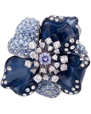 LÁTELITA London Orchid Flower Cocktail Ring - Blue