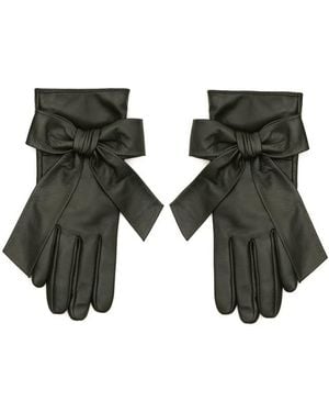 RainSisters Leather Gloves With Cashmere Lining - Black