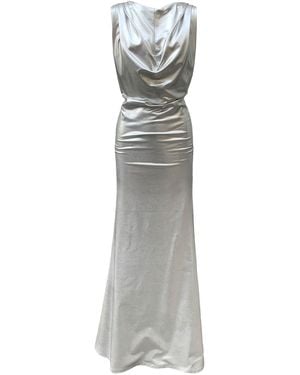 Imaatu Oshun Glam Maxi Dress – Sculpting Faux Leather & Jersey Lining - Grey