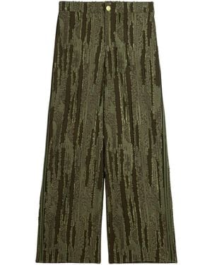 Nocturne Neutrals Khaki Textured Wide-Leg Pants - Green
