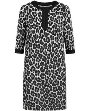 Conquista Animal Print Sack Dress - Black