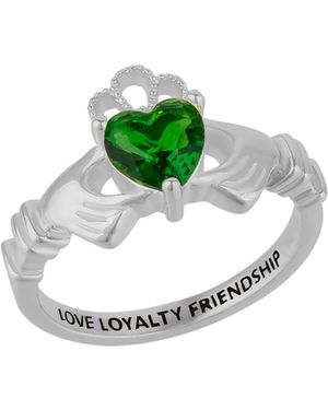 Spero London Sterling Claddagh Ring - Green