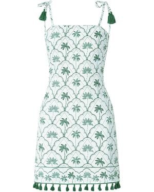 Yumi' Palm Tree Cotton Shift Mini Dress - Green