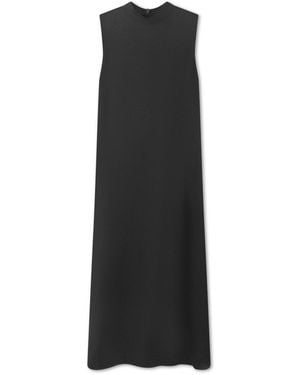 Roch Perel Satin Turtleneck Dress - Black
