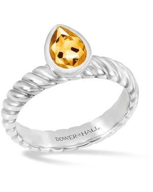 Dower & Hall Citrine Pear Twist Twinkle Ring - Metallic