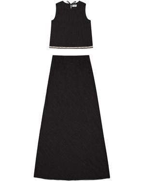 DU & BERRY Boho Linen Top & Skirt Set - Black