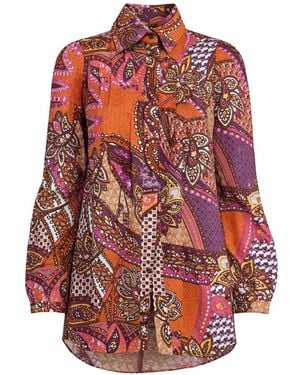 Conquista Printed Longline Shirt With Paisley Pattern - Red
