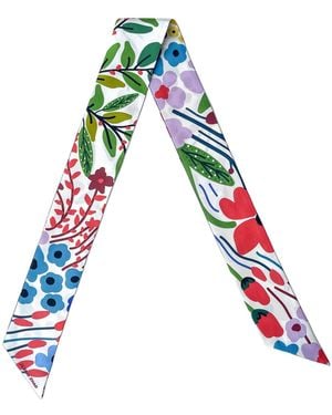 Jessie Zhao New York Silk Skinny Scarf Of Bloom - Red