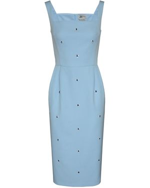 2KStyle Miu Crystal Hand-Embellished Pencil Midi Dress – - Blue