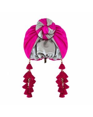 Julia Clancey Edith Silk Chacha Reversible Turban - Pink