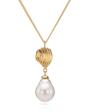 Augustine Jewels Shell And Baroque Pearl Drop Necklace - Metallic