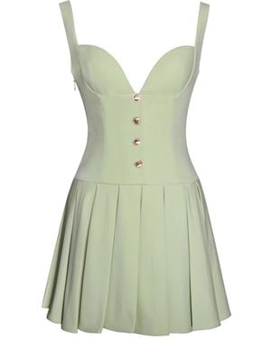 Miss Circle New York Tala Pistachio Sleeveless Pleated Preppy Mini Dress - Green