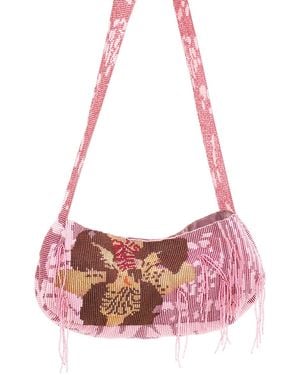 Manuela Cabrales Nodosa Crystal Beads Handbag - Pink