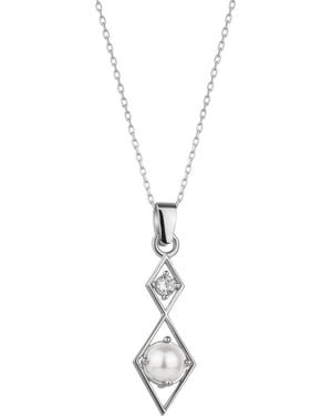 Spero London Sterling Rhombus 3D Pearl Necklace - Metallic