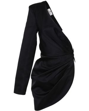 Brenda Agradi One-Shoulder Evening Party Mini Dress - Black